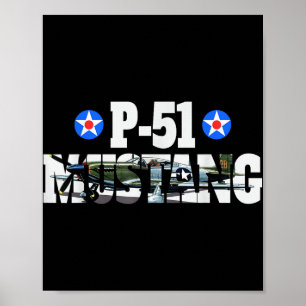 Poster P-51 Mostang American Ww2 Fighter Airplane P-51 Mu