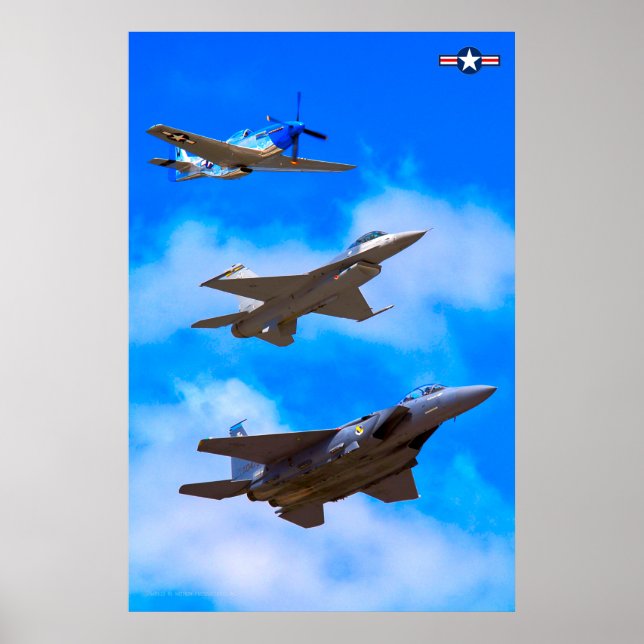 Poster P-51D, F-16C e F-15E (Frente)
