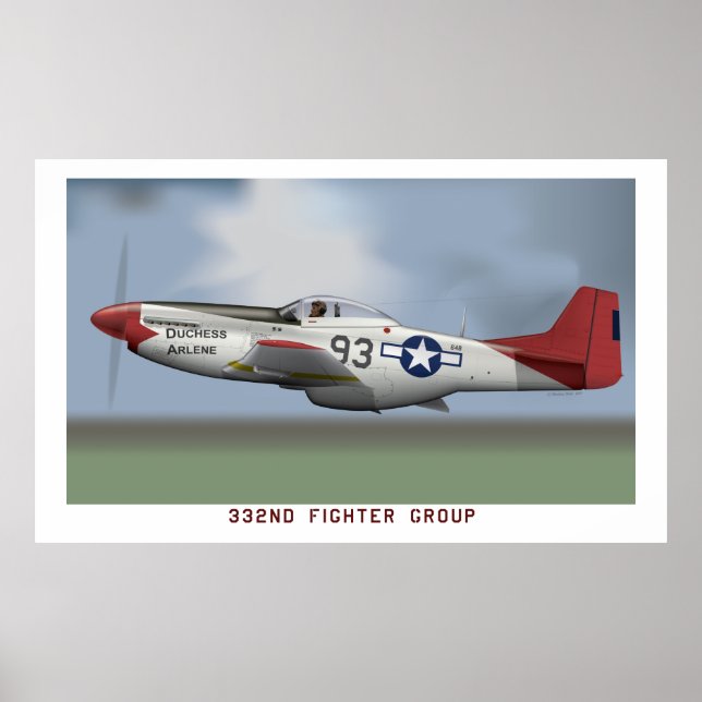 Póster P-51D Mustang, do avião de Tuskegee (332º GF) (Frente)