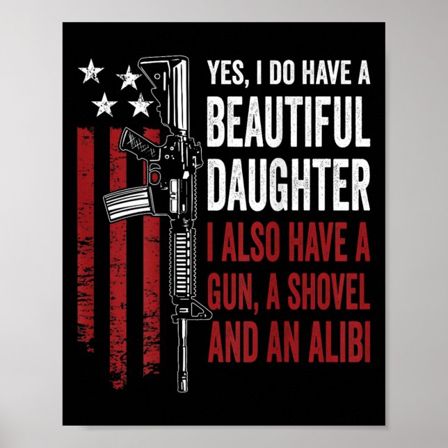 Poster Pá de Arma de Fogo da Filha Álibi - Piada Divertid (Frente)