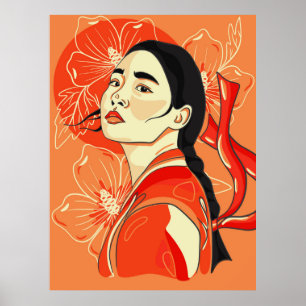 Poster Pachinko. Retrato da Mulher Coreana. Símbolo da li