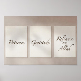 Poster Paciência, Gratidão, Confiança (Conjunto de 3 Peça