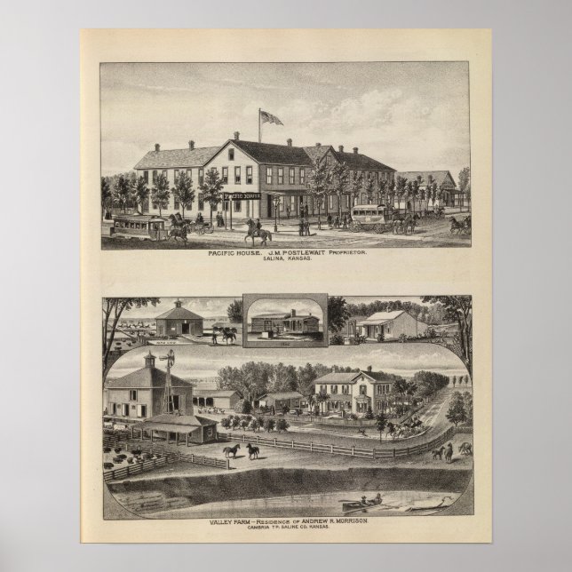 Póster Pacific House, Fazenda de Salina Valley, Kansas (Frente)