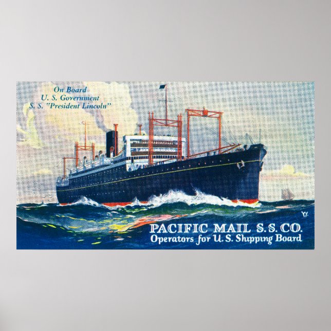 Póster Pacific Mail SS Company on USS Presidente (Frente)
