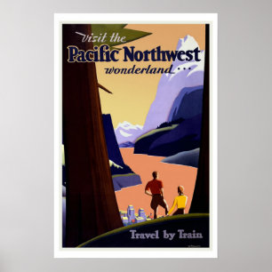 Póster Pacific Northwest Wonderland US Vintage Travel