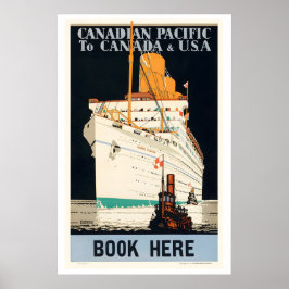 Poster Pacífico Canadense para o Canadá e EUA Viagens Ant