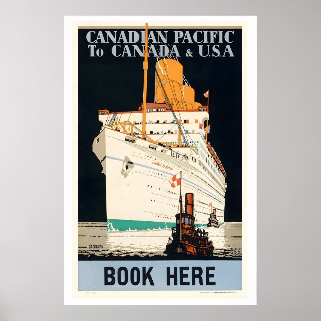 Poster Pacífico Canadense para o Canadá e EUA Viagens Ant (Frente)