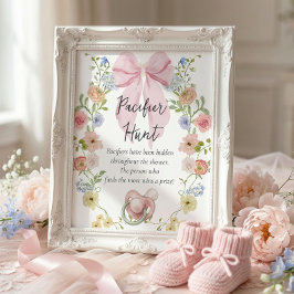 Poster Pacifier Hunt Baby Shower Game Sign