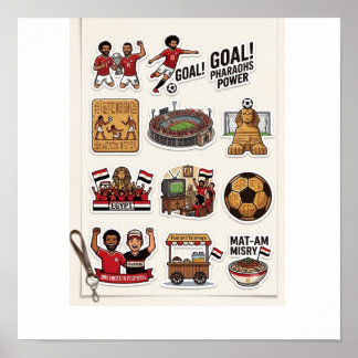 Poster Pacote de Adesivos do Dia de Jogo de Futebol Egípc