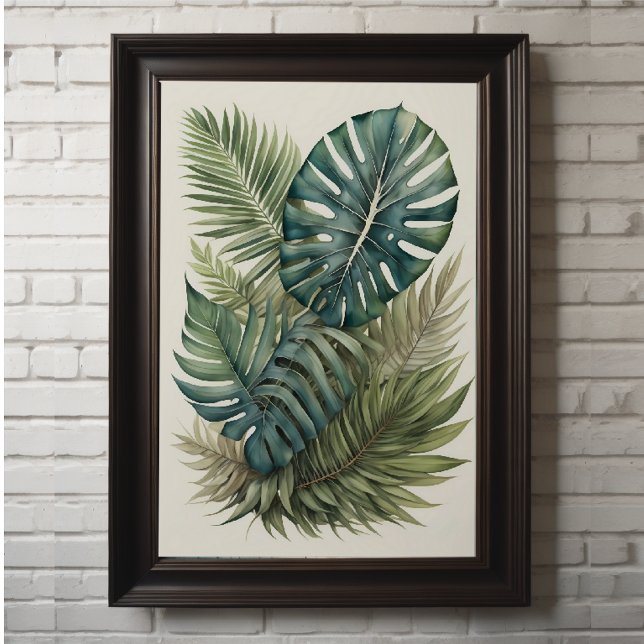 Poster Pacote de Aquarela de Palma Monstera Tropical Folh (Criador carregado)
