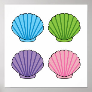 Poster Pacote de Seashell Colorido de Pastel