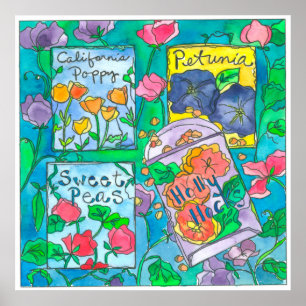 Póster Pacotes de Semente de Flor de Água