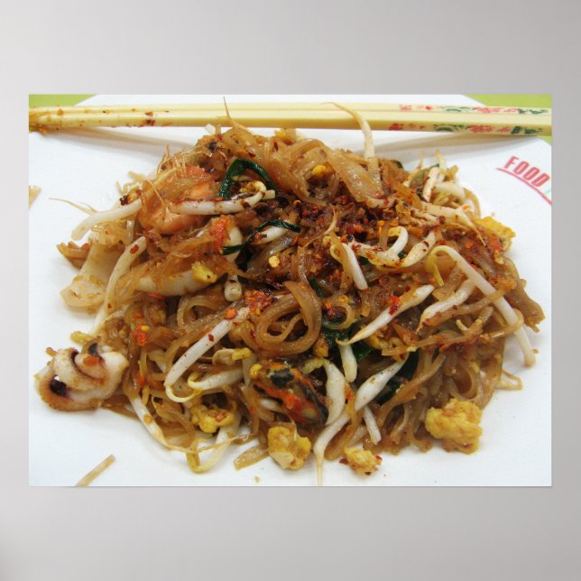 Poster Pad Thai [ผั ด ไ ท ย] Comida de Rua Tailândia (Frente)