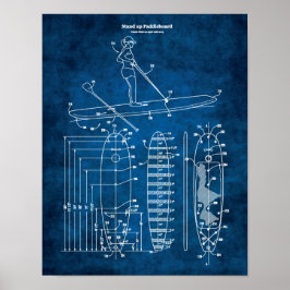 Poster Paddleboard Blueprint Patch Lakehouse Decor