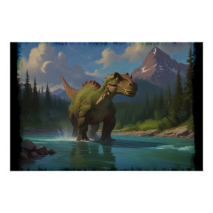Póster Paddling Brontossaurus e Riqueza