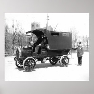 Póster Paddy Wagon da polícia, 1909. Foto antiga