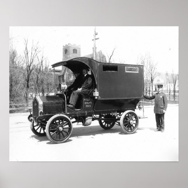 Póster Paddy Wagon da polícia, 1909. Foto antiga (Frente)