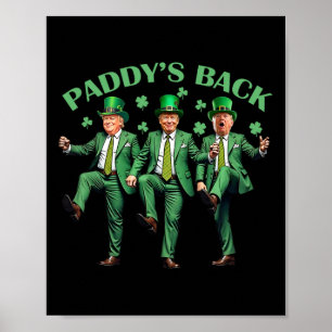 Poster Paddy's Back Dia de São Patrício Engraçado Trump D