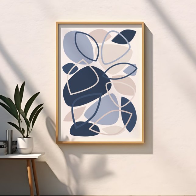 Poster Padrão Abstrato Azul Cinza Moderno (Criador carregado)