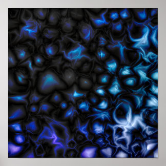 Poster Padrão Abstrato Azul e Preto