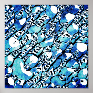 Poster Padrão Abstrato Azul Intricado