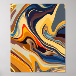 Poster Padrão Abstrato de Fluxo Quente e Frio