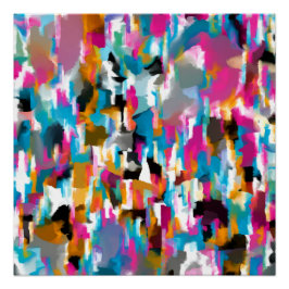 Póster Padrão Abstrato de Folhas Brilhantes