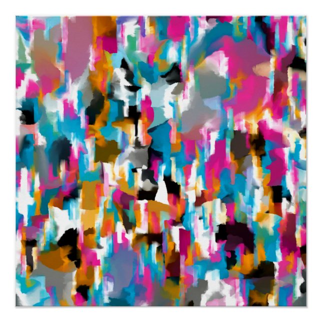 Póster Padrão Abstrato de Folhas Brilhantes (Frente)