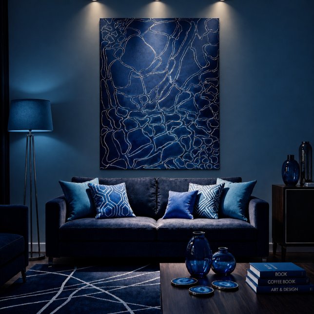 Poster Padrão abstrato de linha ondulada azul marinho tre (Criador carregado)