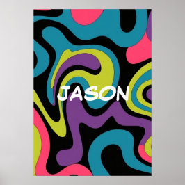 Poster Padrão Abstrato de Neon Personalizado — Design Ret