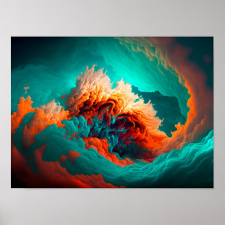 Poster padrão abstrato de onda de nuvens de fumaça colori