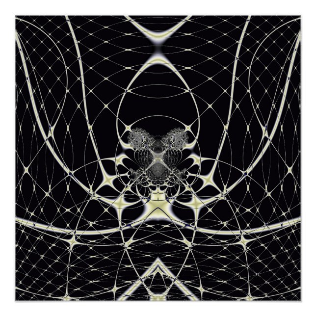 Póster Padrão Abstrato de Teia de Aranha Gótica a Ouro (Frente)