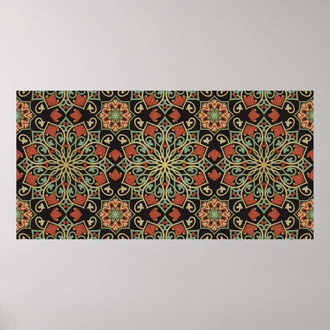 Poster padrão abstrato. Fundo de cor oriental. (Frente)