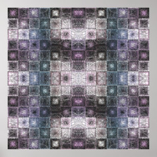 Poster Padrão Abstrato Geométrico com Cubos em Arame