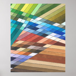 Poster Padrão Abstrato Geométrico Pintado à Mão