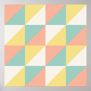 Poster Padrão Abstrato Geométrico Triangular Colorido
