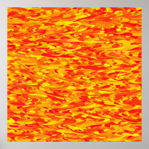 Poster Padrão Abstrato Laranja Vermelho Amarelo