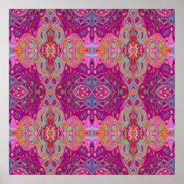 Poster Padrão abstrato Magenta Rosa, Azul e Vermelho do G