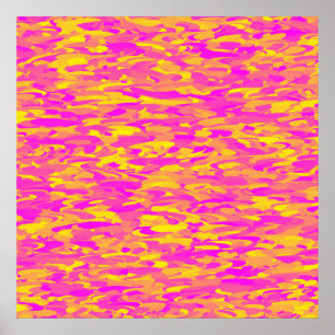 Poster Padrão Abstrato Rosa Amarelo Laranja