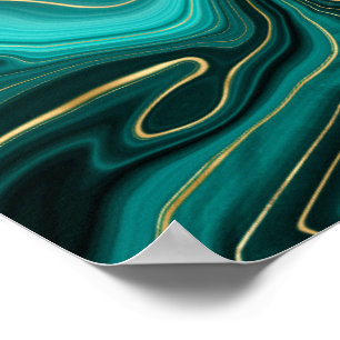 Poster Padrão Abstrato Turquesa Luxo Glam
