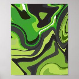Poster Padrão Abstrato Verde Fluido