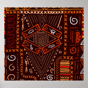 Poster Padrão Africano Aboriginal de Arte Sem Olhos