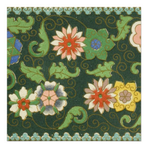 Póster Padrão Antigo Cloisonné Chinês: Jade Verde