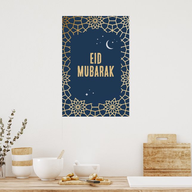 Poster Padrão Arabesco Eid Mubarak (Cozinha)