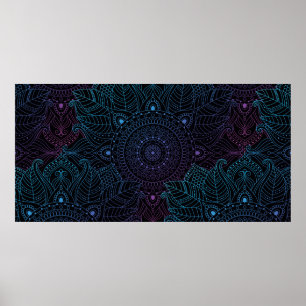 Poster Padrão arabesco oriental sem costura. decoração