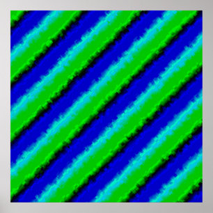 Poster Padrão arco-íris 3D abstrato azul verde