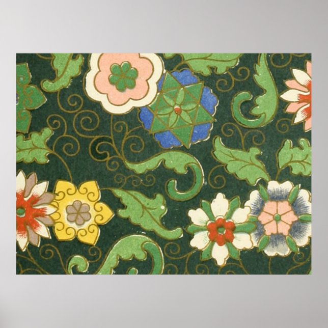 Póster Padrão Asiático Oriental de Cloisonne China (Frente)