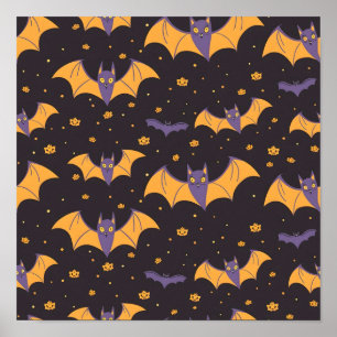 Poster Padrão Bats Cute