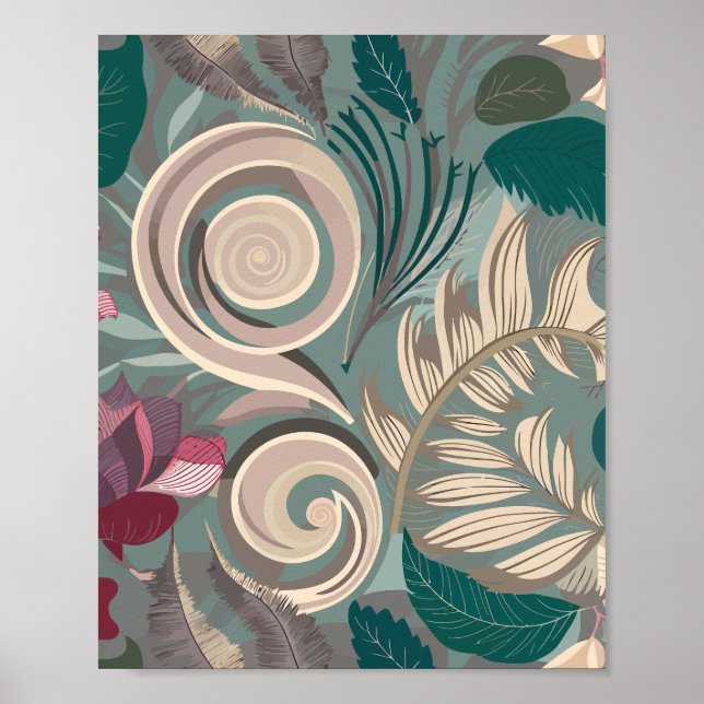 Poster Padrão Botânico Elegante (Frente)
