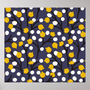 Poster Padrão botânico floral delicado e vítreo.